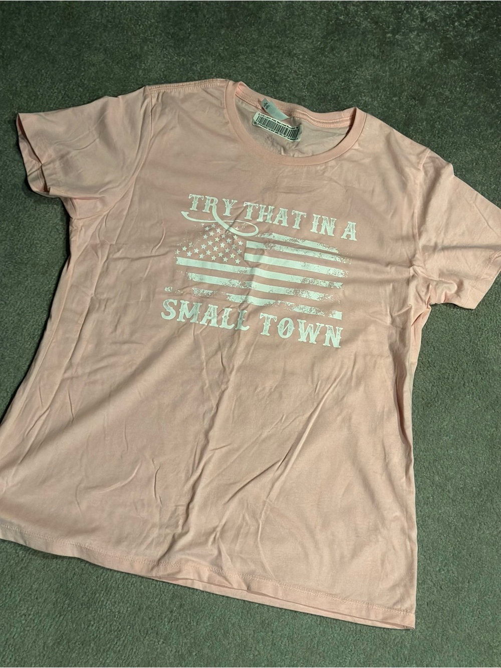Next Level Apparel Pink Short Sleeve Tee with White Flag Graphic